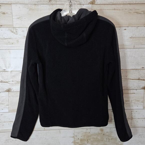 American Eagle Fleece Hoodie Womens Size Small Full Zip Sweatshirt Jacket Black - Picture 2 of 9